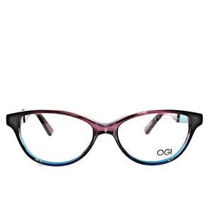 Womens OGI Grape Fade Turquoise Cat Eye Frames 50-16-140 Made In Japan-Free Case